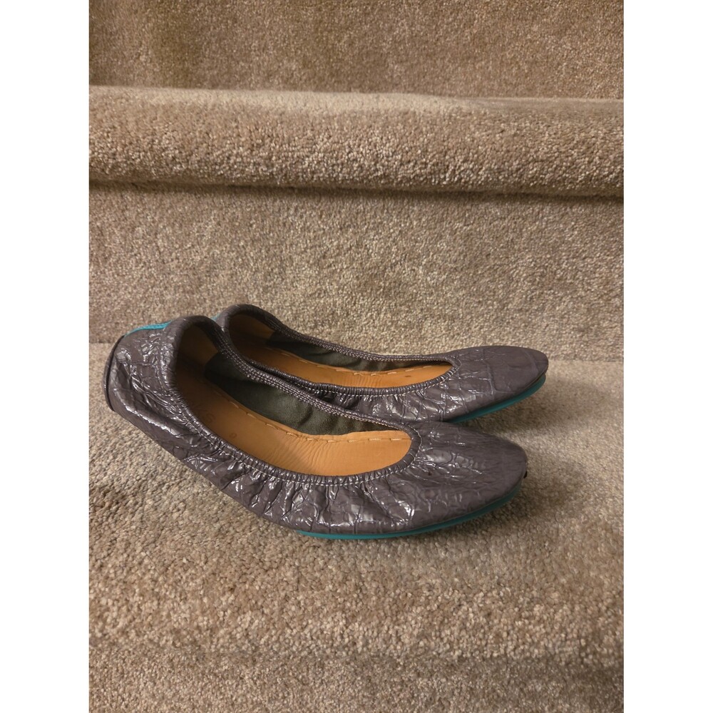 Tieks by Gavrieli Metallic Silver Gray Leather Folding Ballet Flats Size 9